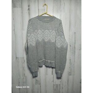Vintage Flatiron Mills Sweater Adult XL Gray Fair Isle Long Pullover Kni…